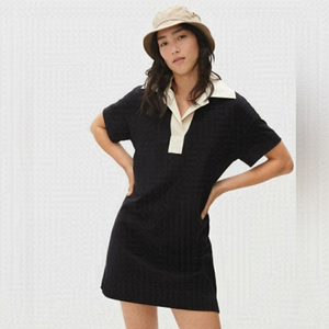Everlane Retro Jersey Polo Dress in black/canvas size XS